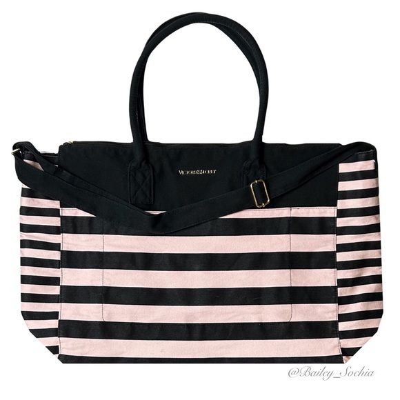 Victoria’s Secret Signature Stripe Weekender Duffle & Pouch - Picture 2 of 12